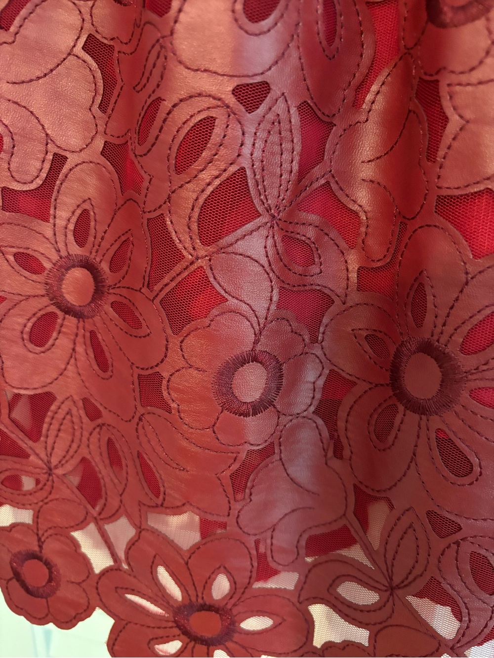 Women's Red Floral Lace Dress
